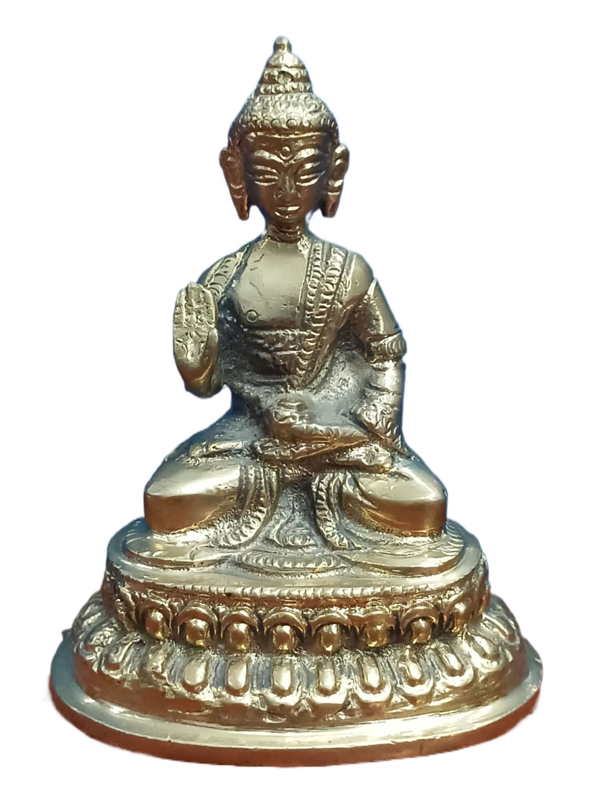 Antique Brass Buddha Statue, Exquisite 4-Inch Religious Figurine