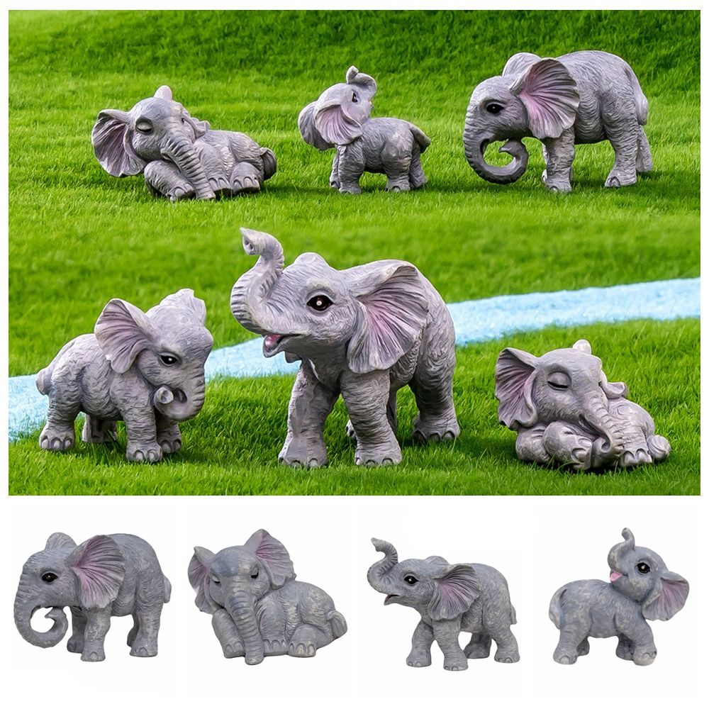 Crafts Multicolor Mini Elephant Figurines Cartoon Fairy Garden Miniature Elephant Car Ornament Home Decorations Desktop Knickknacks