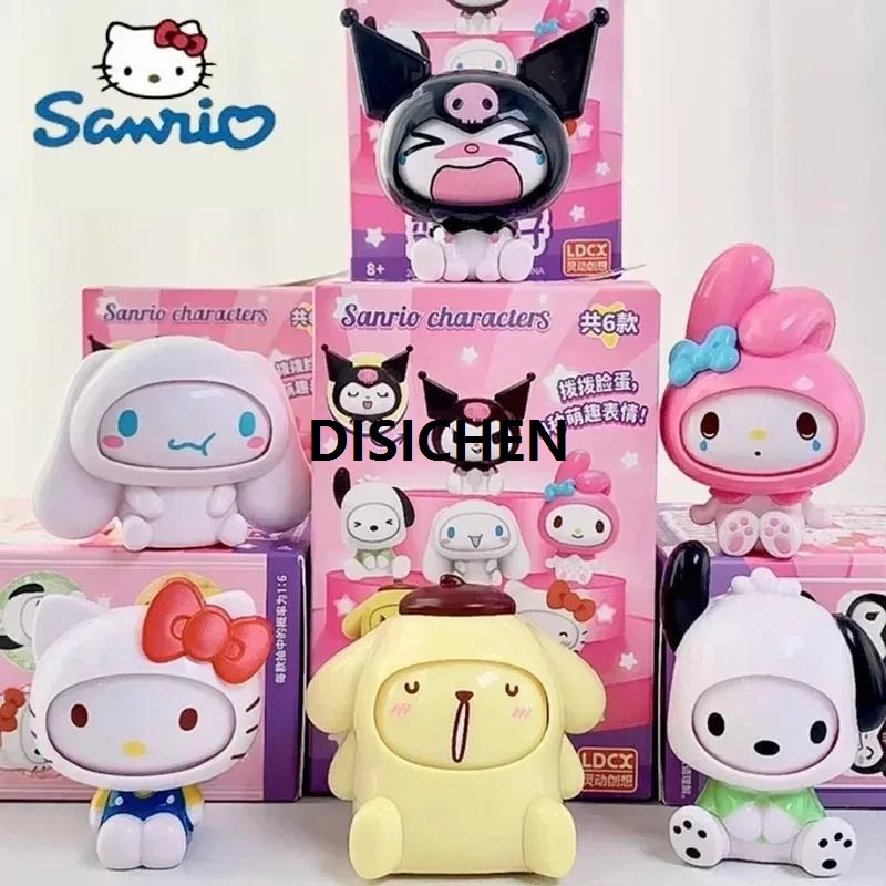 DISICHEN NEW Sanrio Change Face Figure Blind Box Cinnamoroll Pochacco My Melody Hello Kitty Kuromi Collectible Toy Kids Christmas gifts Luxury