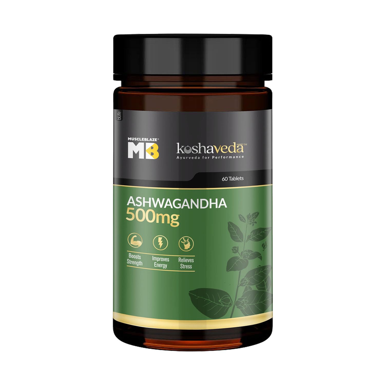 MuscleBlaze Ashwagandha 500mg 60 Tablets High Strength Potent Formula Boost Muscle Mass & Strength Enhance Immunity Ayurveda for Performance