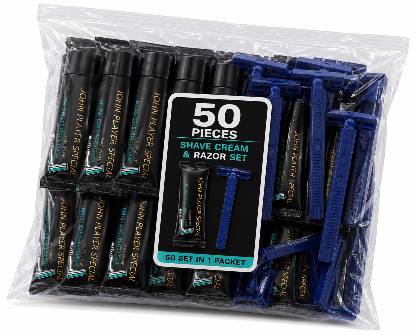John Player Special Shave Cream & Disposable Razor Set - 50 Pieces