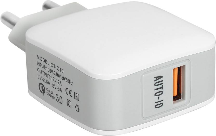 Candytech V8 Mobile Charger with Detachable Cable (White, Cable Included)