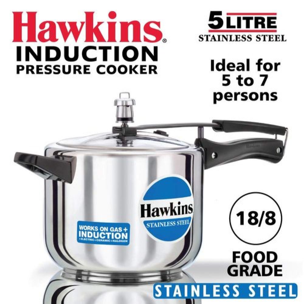 Hawkins Stainless Steel Pressure Cooker (HSS50)- 5 Litre
