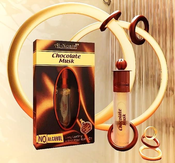 Al-Nuaim Silver Series |Chocolate Musk |Alcohol Free |Attar Roll On |Luxury Scent with Long Lasting Fragrance For Men & Women |6ml