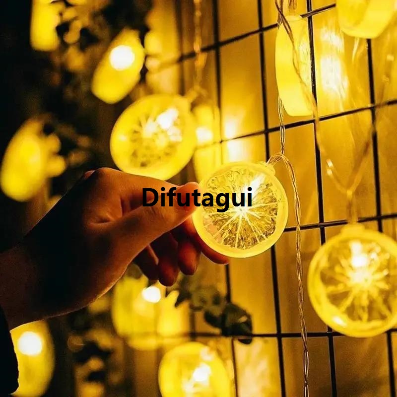 Difutagui Special Offer 2m Lemon Orange Light String Fairy Light Christmas Hot Selling Wreath Room Decoration Fancy Wedding Party Decor