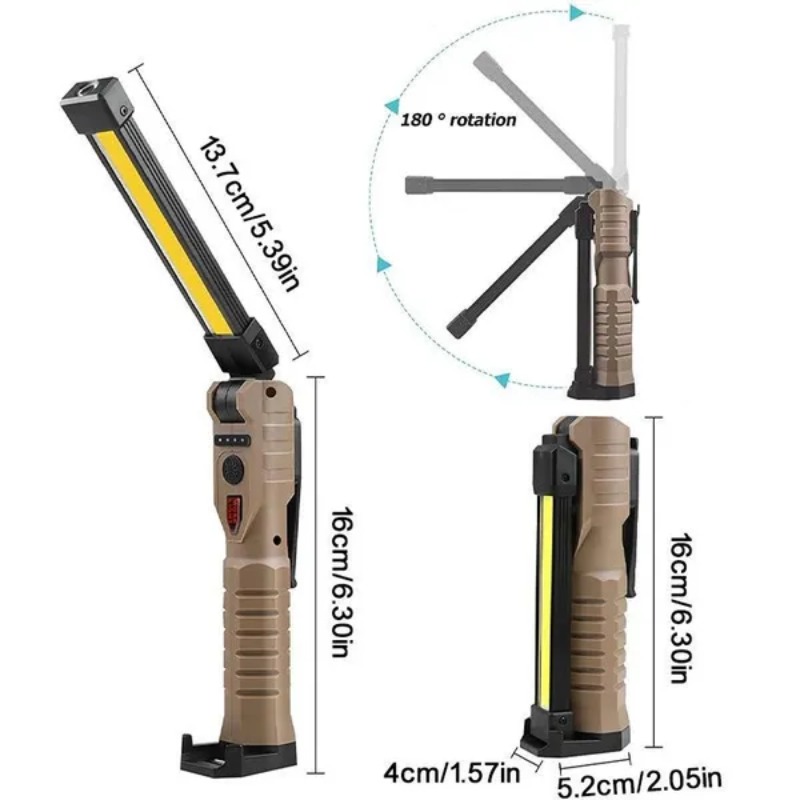 New Portable Folding Cob Xpe Led Work Light Built-in Battery Handheld Flashlight Emergency Car Inspection Lamp for Camping Tent