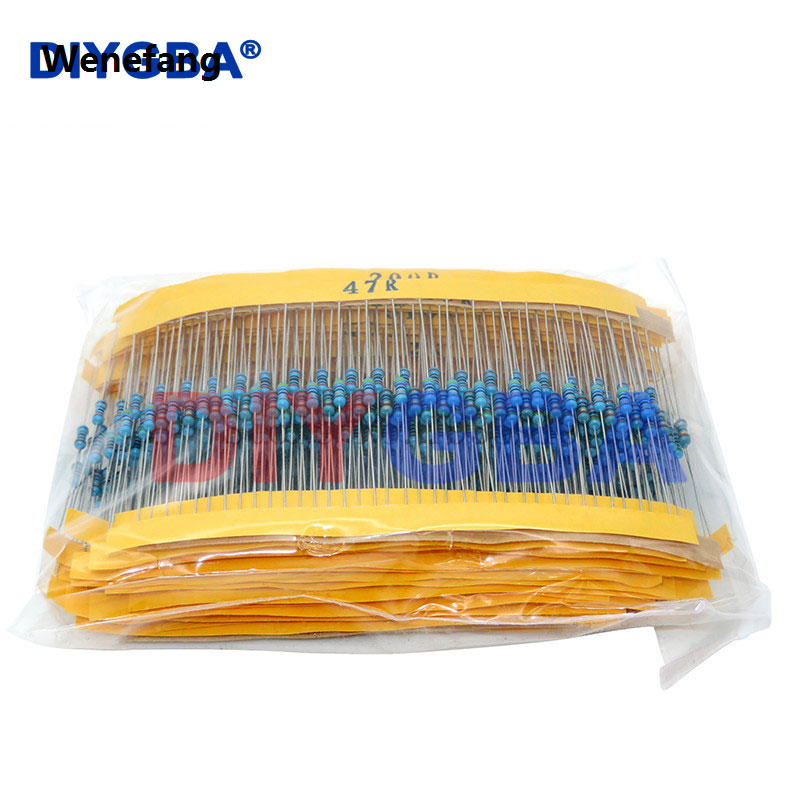 Wenefang 600PCS/LOT 1/4W Metal Film Resistor Kit 1% Resistor Assorted Fifty percent discount Kit Set 10 -1M Ohm hm Resistance Pack 30 Values each 20 pcs