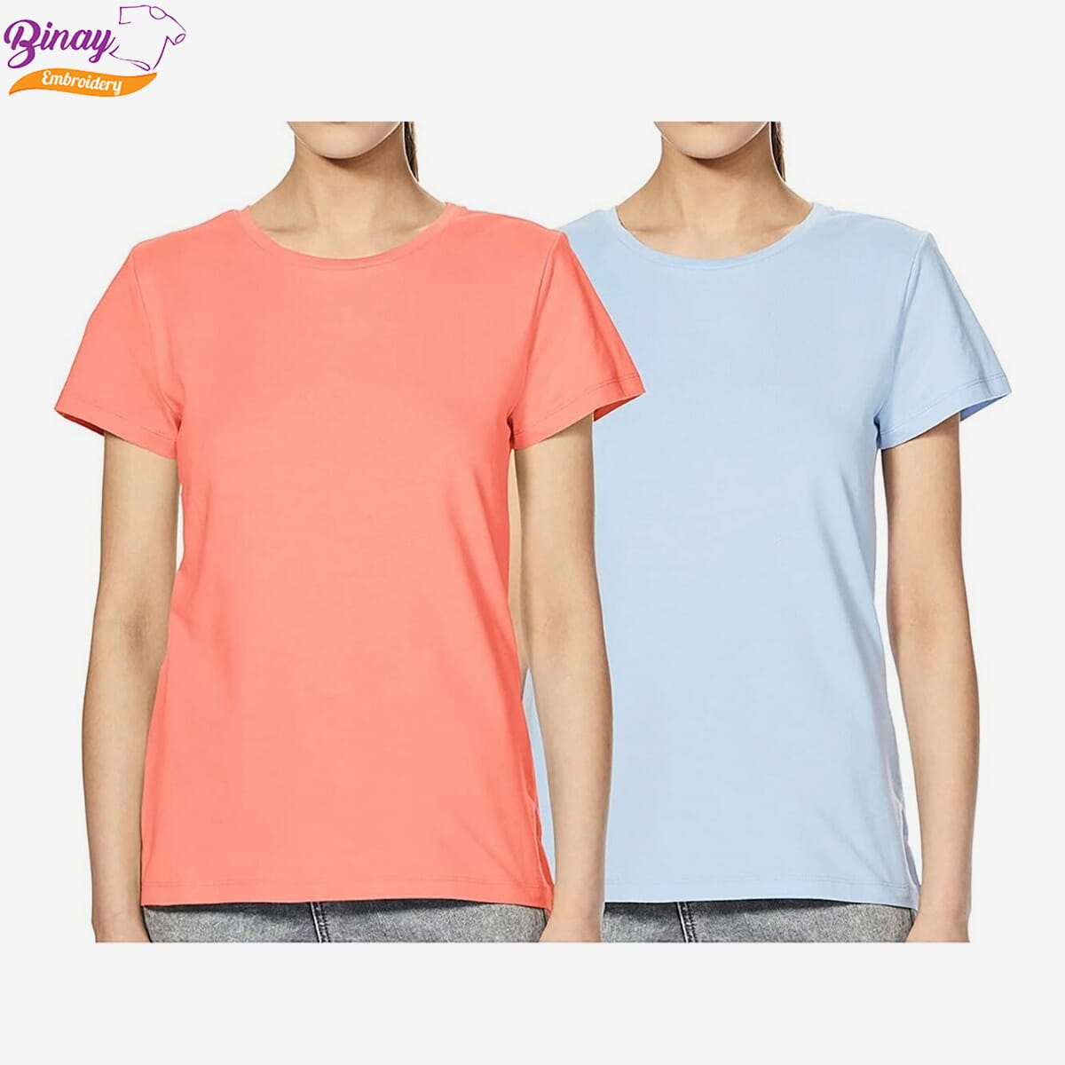 Binay Embroidery Combo Of 2 Pcs T-Shirt For Women- Fashion | T-Shirts For Women | Women's Upper Wear |