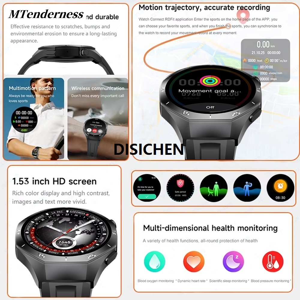 DISICHEN MTenderness Smart Waterproof Bluetooth Heart Rate Screen HD Men's Edition Global 5 Luxury Watch Xiaomi New 2025 Product Ladies Call GPS Tracking Sports Watch Luxury