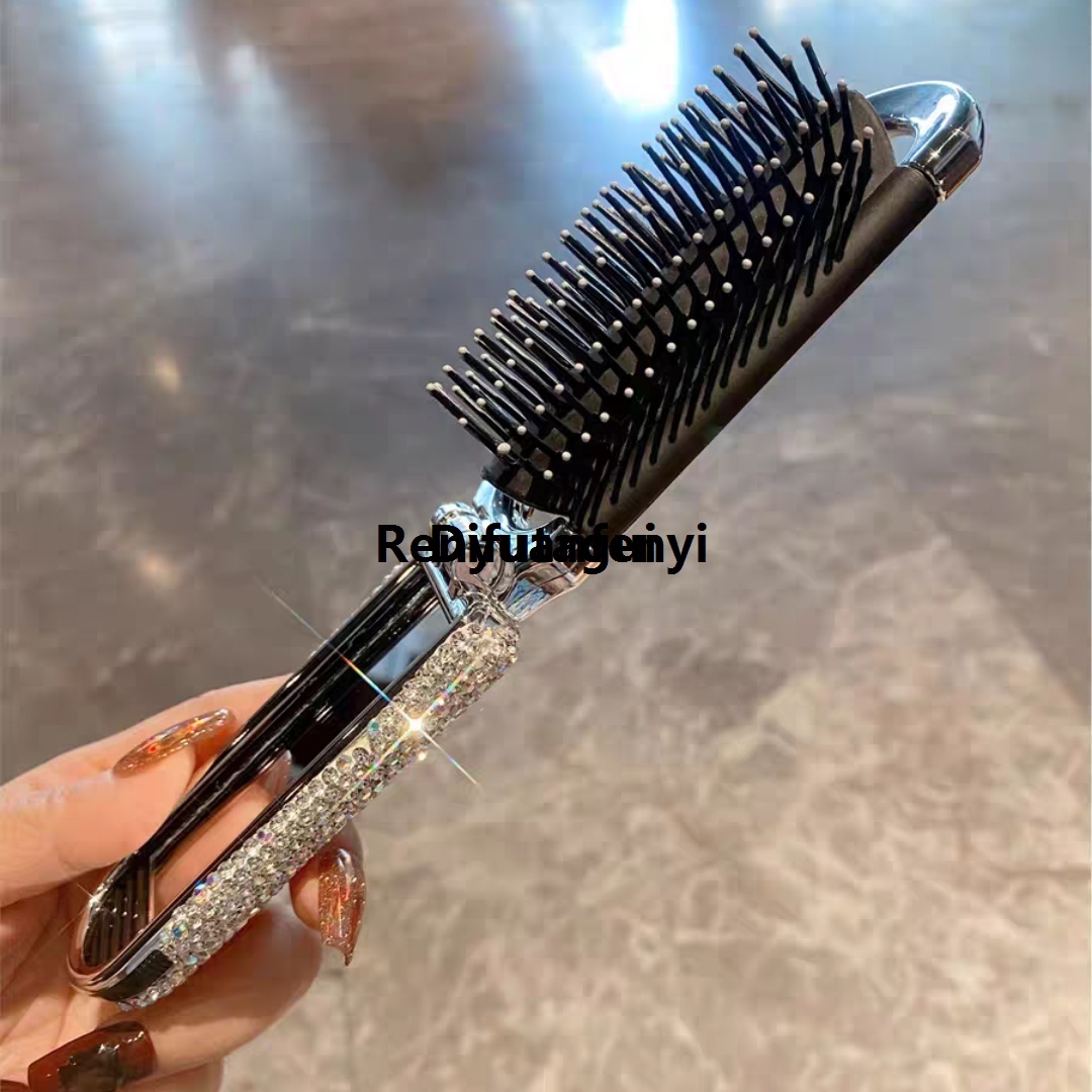 Difutagui High appearance level air cushion folding comb artificial diamond Luxury 2025 New set with mirror mini portable all-in-one massage comb