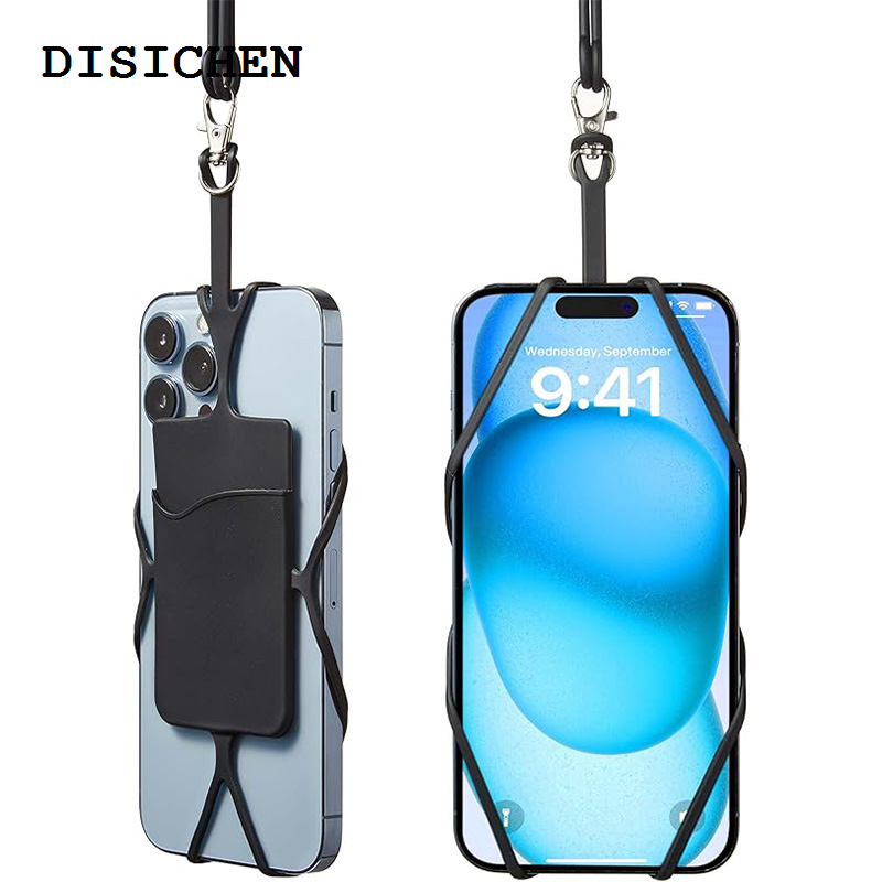 DISICHEN Hot Selling Universal Phone Lanyard Holder Card Pocket Bag For iPhone Xiaomi Silicone Neck Strap Anti-lost Accessories Fits Most Smartphones