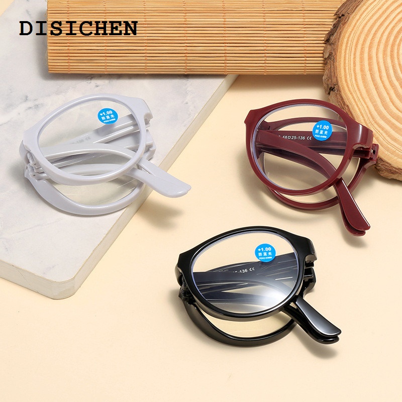 DISICHEN Fifty percent discount Fashion MINI Design Reading Glasses Men Women Folding Small Glasses Frame Black Metal Glasses With Original Box Portable Oculos