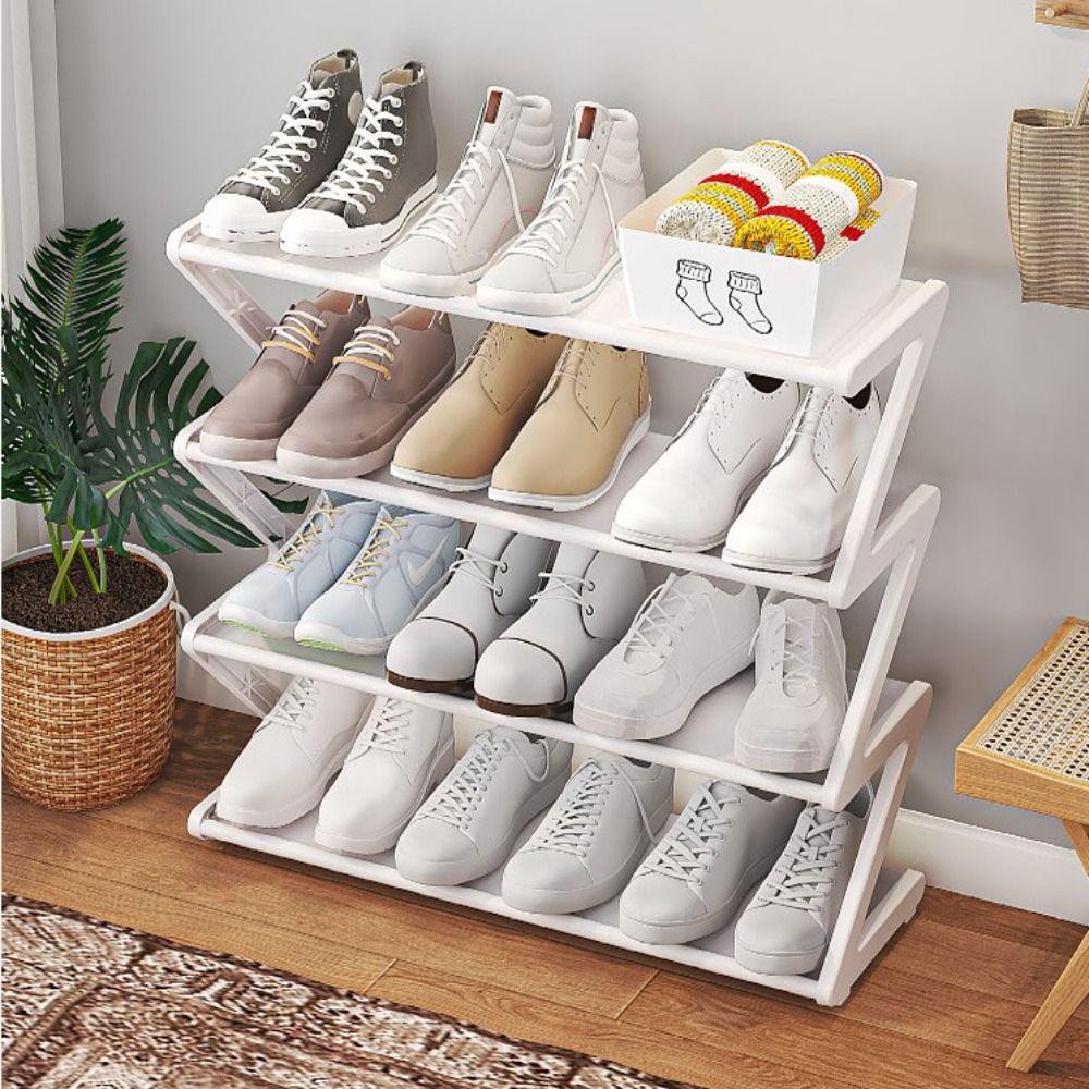 New Plastic Shoe Rack Removable Steel Assembly Shoecase Space Saving Storage Shelf Home