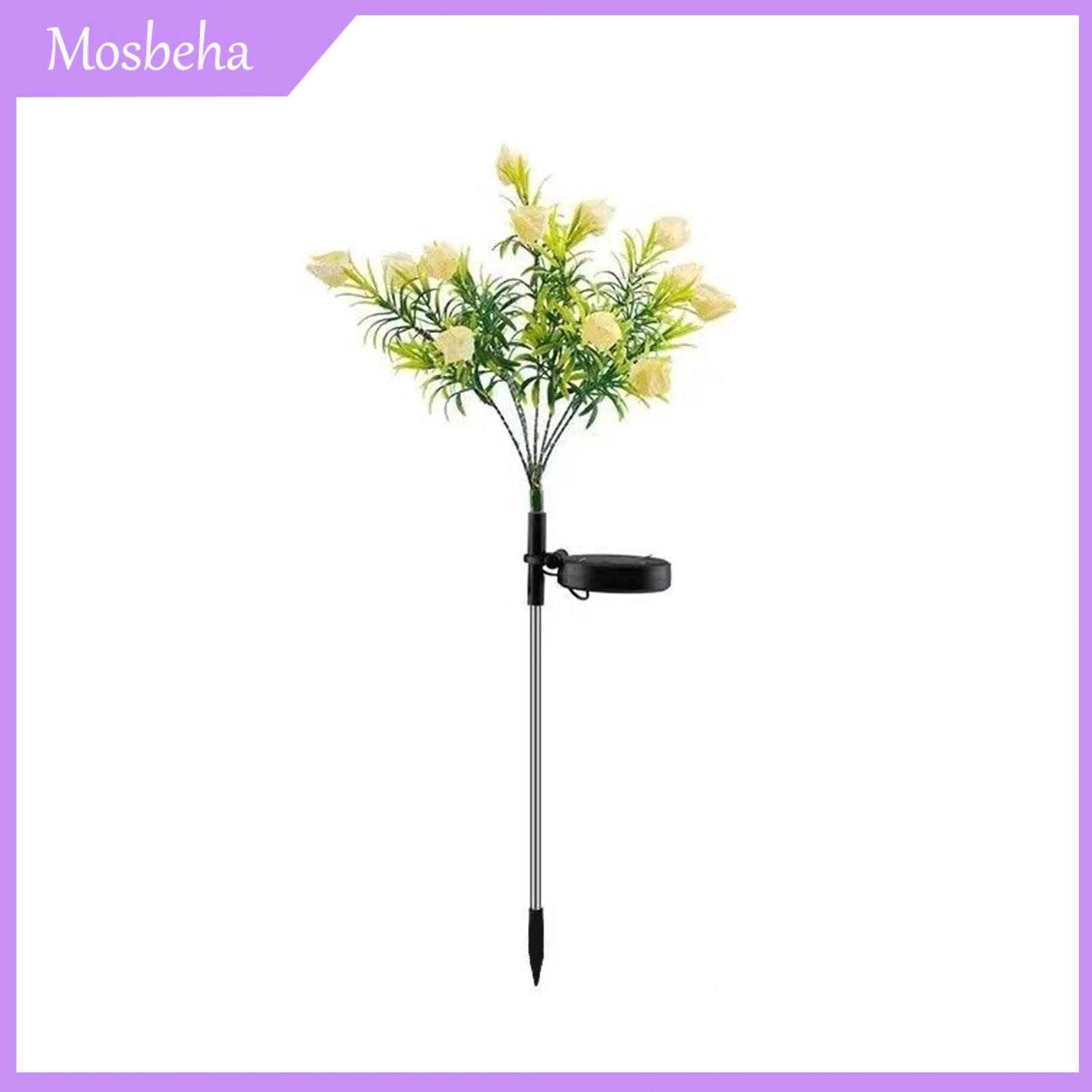 Mosbeha Lightweight Night Light Solar Powered Garden Light Waterproof Flower Shape Outdoor Yard Lamp Small Size for Patio for Asia