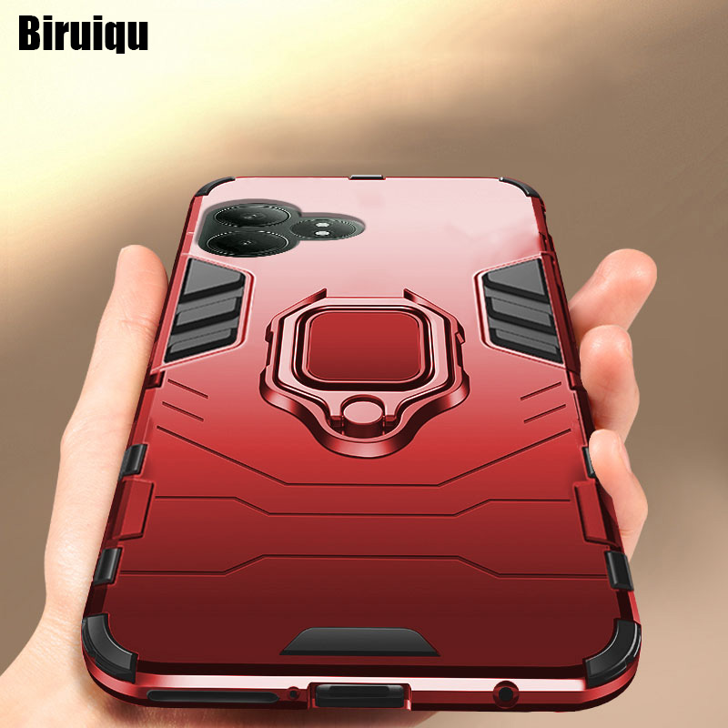 Biruiqu For Realme GT 6T Soft TPU+Hard PC Black Panther Shockproof Slim Protective Case Cover with Kickstand