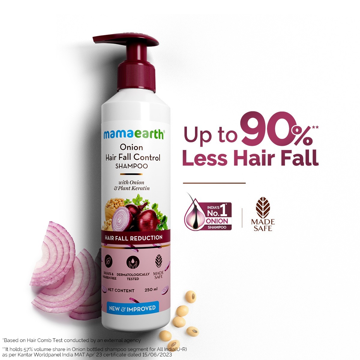Mamaearth-Onion Shampoo With Onion Oil And Plant Keratin 250 Ml