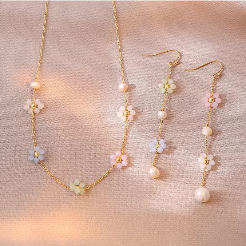 Natural Freshwater Pearl Niche Color Tassel Earrings New Style Design Sense Elegant Set