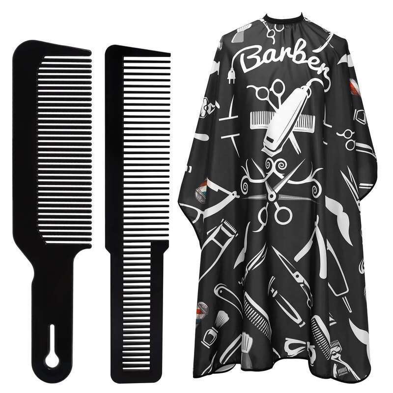 3PCS Barber Set Hair Cutting Comb Cape Scissors Professional Stylist Tools Kit for Men Women Home Salon Grooming Accessories