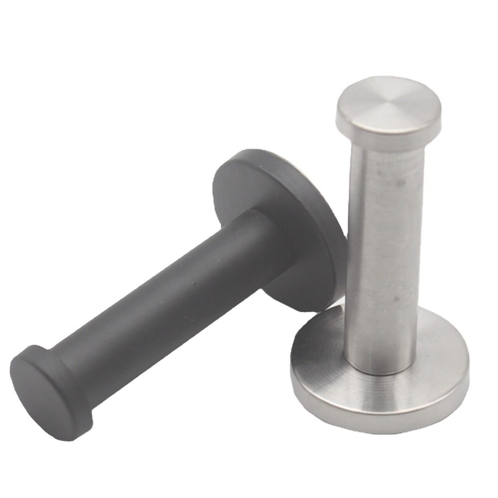 1Pcs New with Screws Single Clothes Hook Cylindrical Bathroom Hardware Accessories Hat Towel Rack Silver Black Stainless Steel Wall Punching Hook
