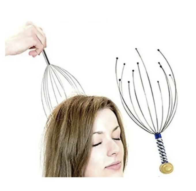 Metal Octopus-Shaped Scalp Head Massager Scratcher - Iron Steel Head Relaxing Massage