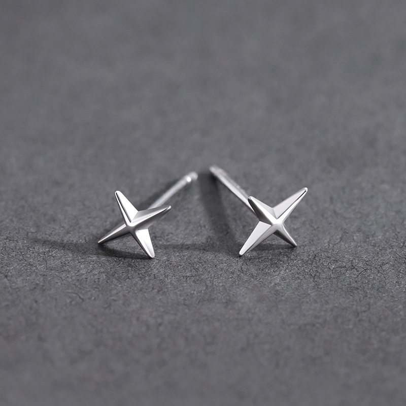 【New arrival】Star Earrings Men's Trendy Korean Style Minimalist Personalized Niche Earrings Men's Simple Mini Cross Star Ear Jewelry