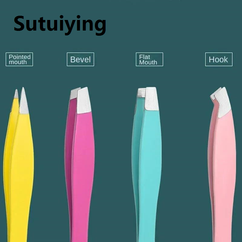 Sutuiying 1PC Eyebrow Tweezer Stainless Steel Hair Removal Clip For Eyelash Extension Tweezer Colorful Professional Makeup Beauty Tools