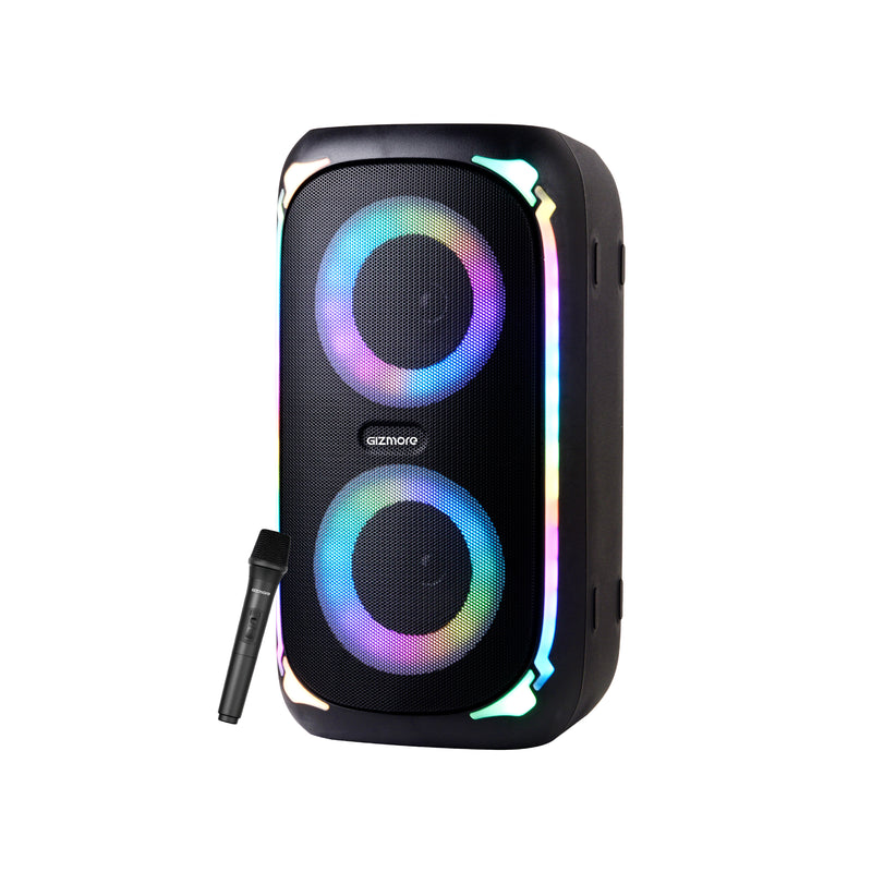 GIZ T100 Thunder Storm Bluetooth Speaker 50W, 4x2 Inch Drivers, Wireless Mic, RGB Lights, TWS Pairing, Multi Connectivity (BT/USB/AUX/TF), LED Display - Powerful Bass Party Speaker