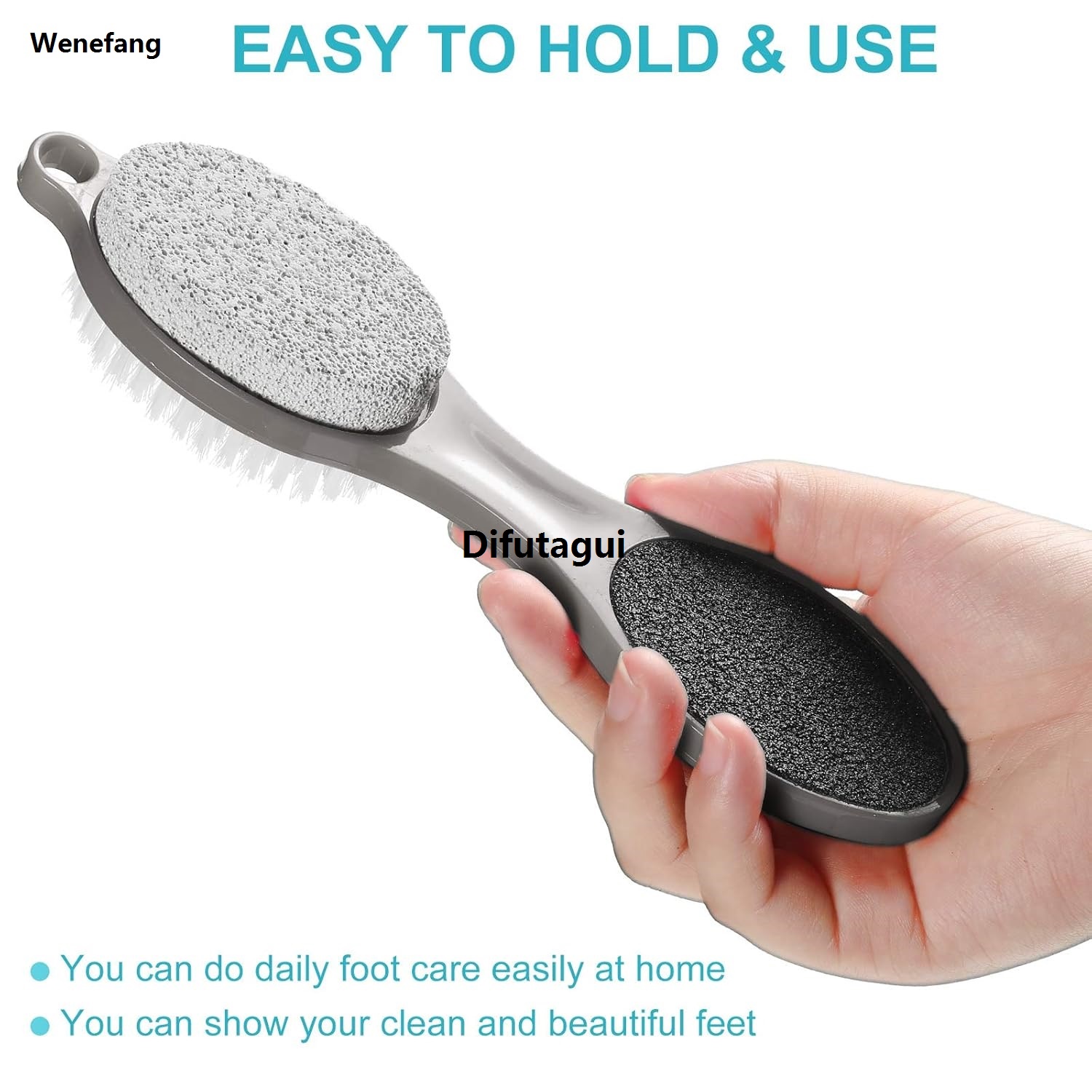 Difutagui 4 in 1 Pedicure Tool Foot Scrubber Brush Foot File Callus New Special style Remover with Foot Rasp Pumice Stone Nail Cleaning Brush