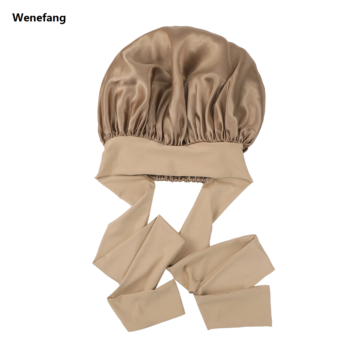 Wenefang New Double layer Satin Bonnet with Wide Stretch Ties Long Hair Care Women Night Sleep Hat Adjustable Hair Styling Cap Shower Cap