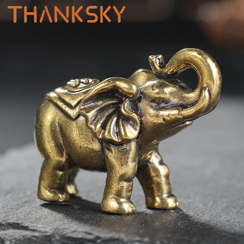 Creative Solid Blessed Elephan Miniatures Retro Cute Elephant Statue Mini Crafts Animal Sculpture Office