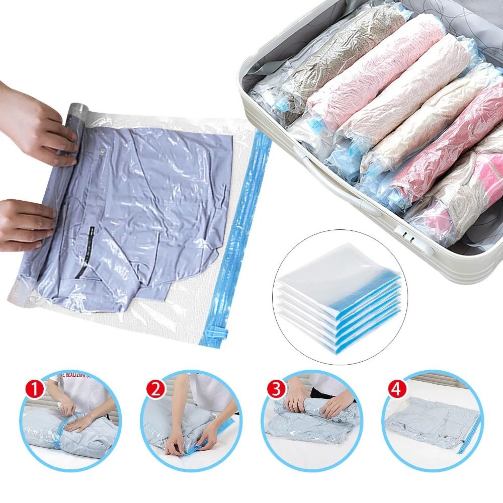 Durable Hand-rolled Compression Bags Reusable Foldable Air Vacuum Bags Clothes Quilt Space Saver Storage Bag