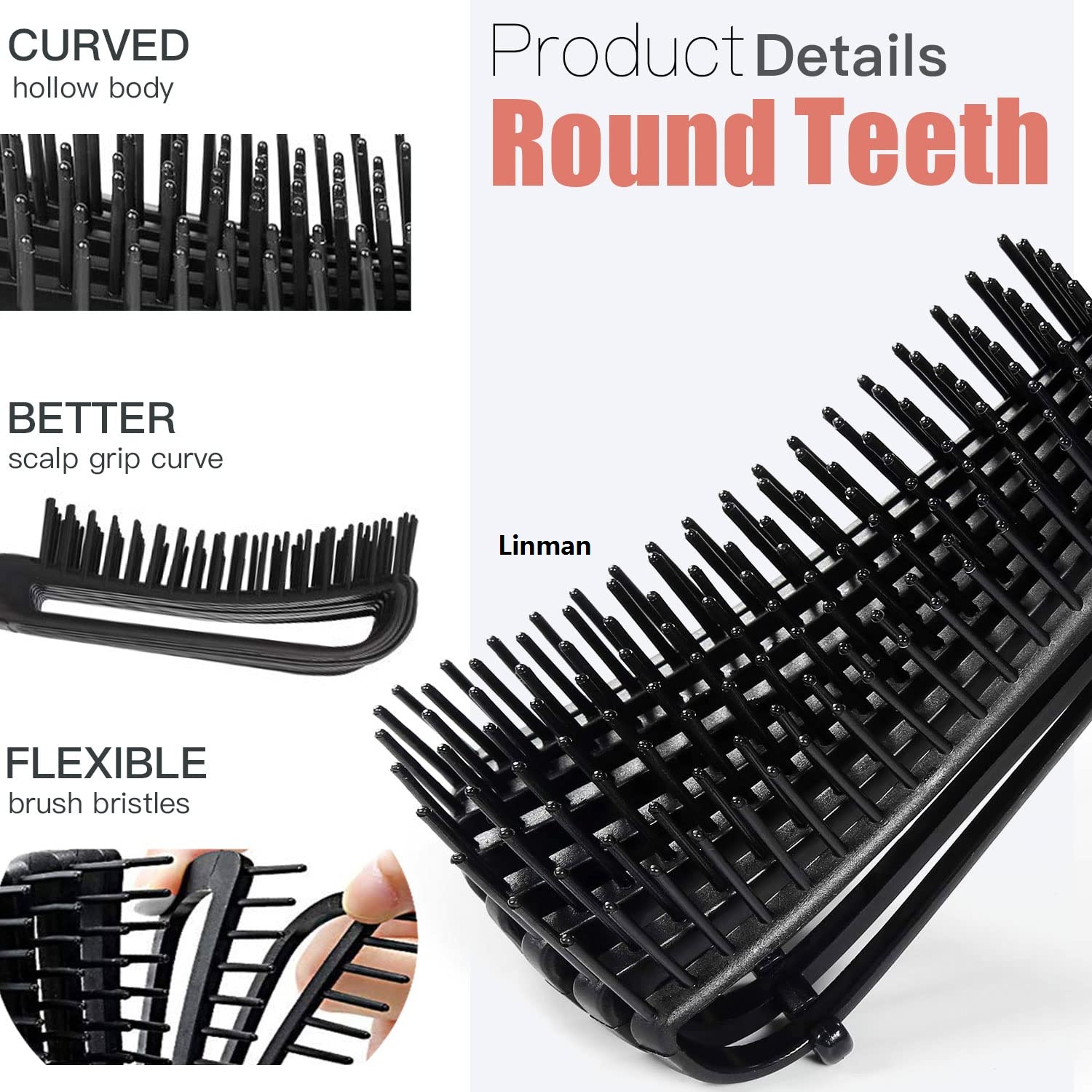Linman 5pcs/set Detangling Hair Brush curly hair Bursh Calp Massage BrNew ushes Easy To Clean Hairbrush Detangler Hair Care Styling Tools