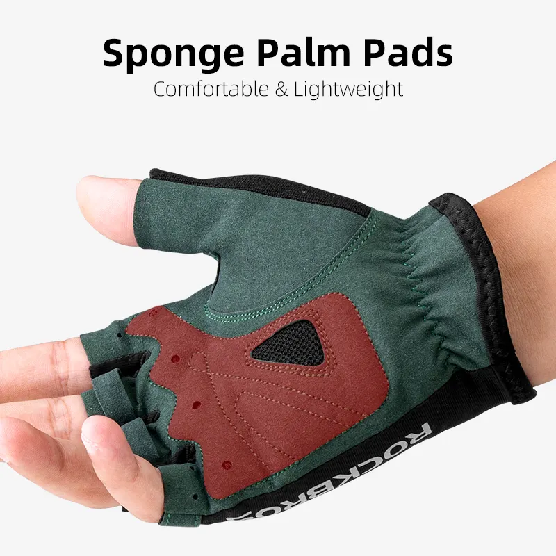 GLOVES STRETCH FABRIC MEN'S AND WOMEN'S ROCKBROS BIKE GLOVES BREATHABLE SWEAT WICKING NET BIKE HALF GLOVES HIGH MOTION BIKE