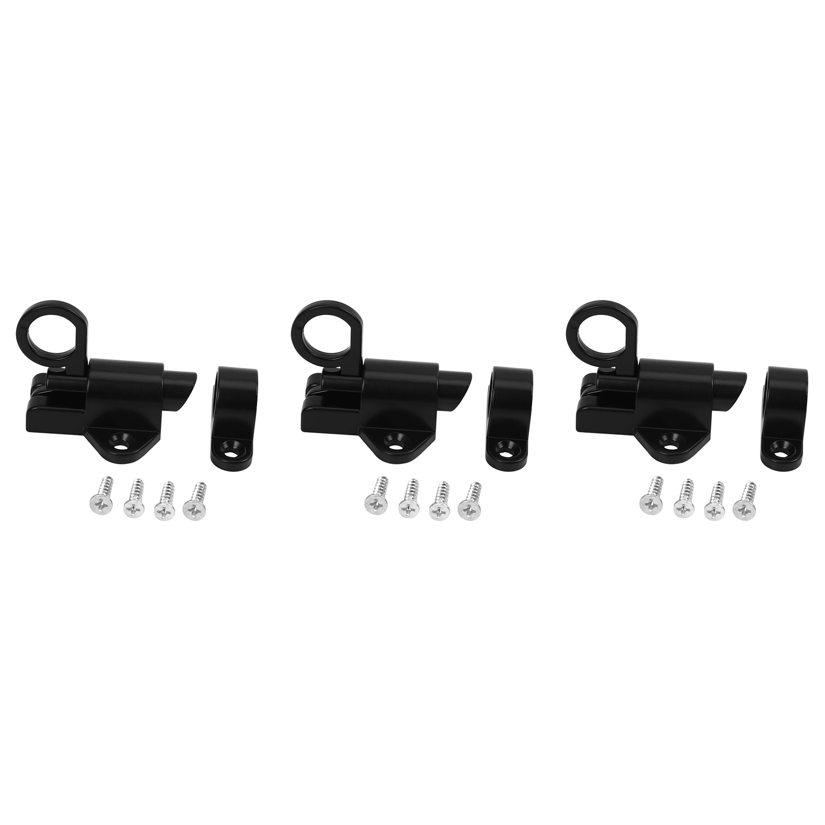 FORIDE 3X Aluminum Alloy Security Automatic Window Gate Lock Spring Bounce Door Bolt Latch, Black