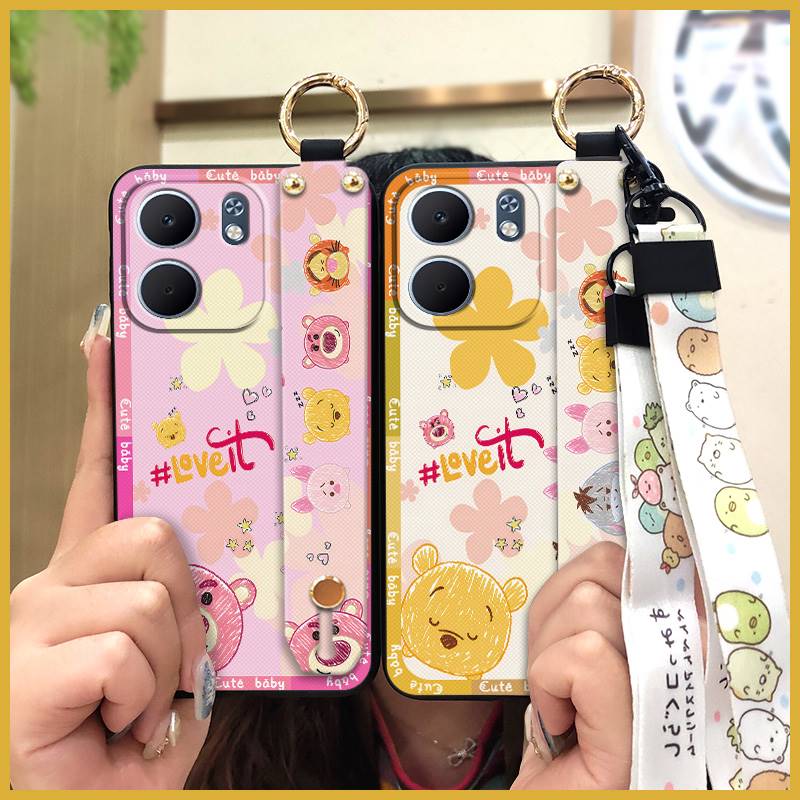 Cartoon Shockproof Phone Case For OPPO A5X 5G/4G 2025 Global Wrist Strap Dirt-resistant Phone Holder Durable Silicone