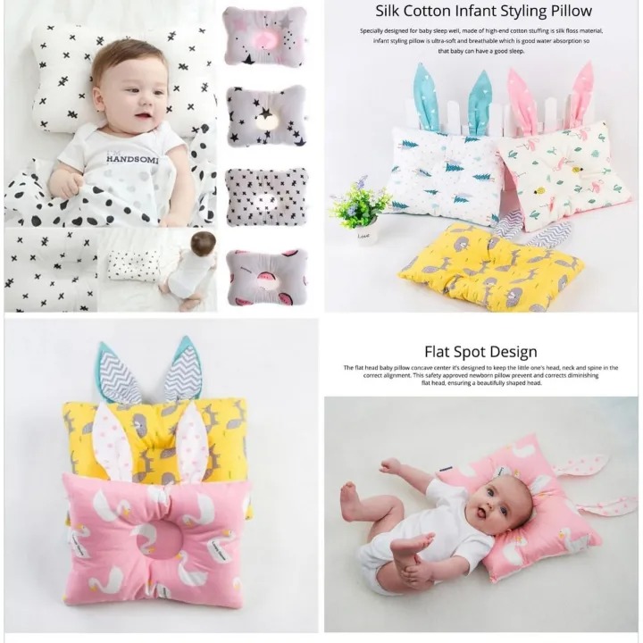 Baby Soft Head Shape Pillow with Cute Rabbit Ear Design | Newborn to 2 Years | Printed Style