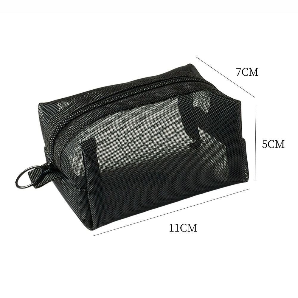 New Solid Color Coin Purse Mesh Portable Cosmetic Bag Large Capacity Makeup Bag Women