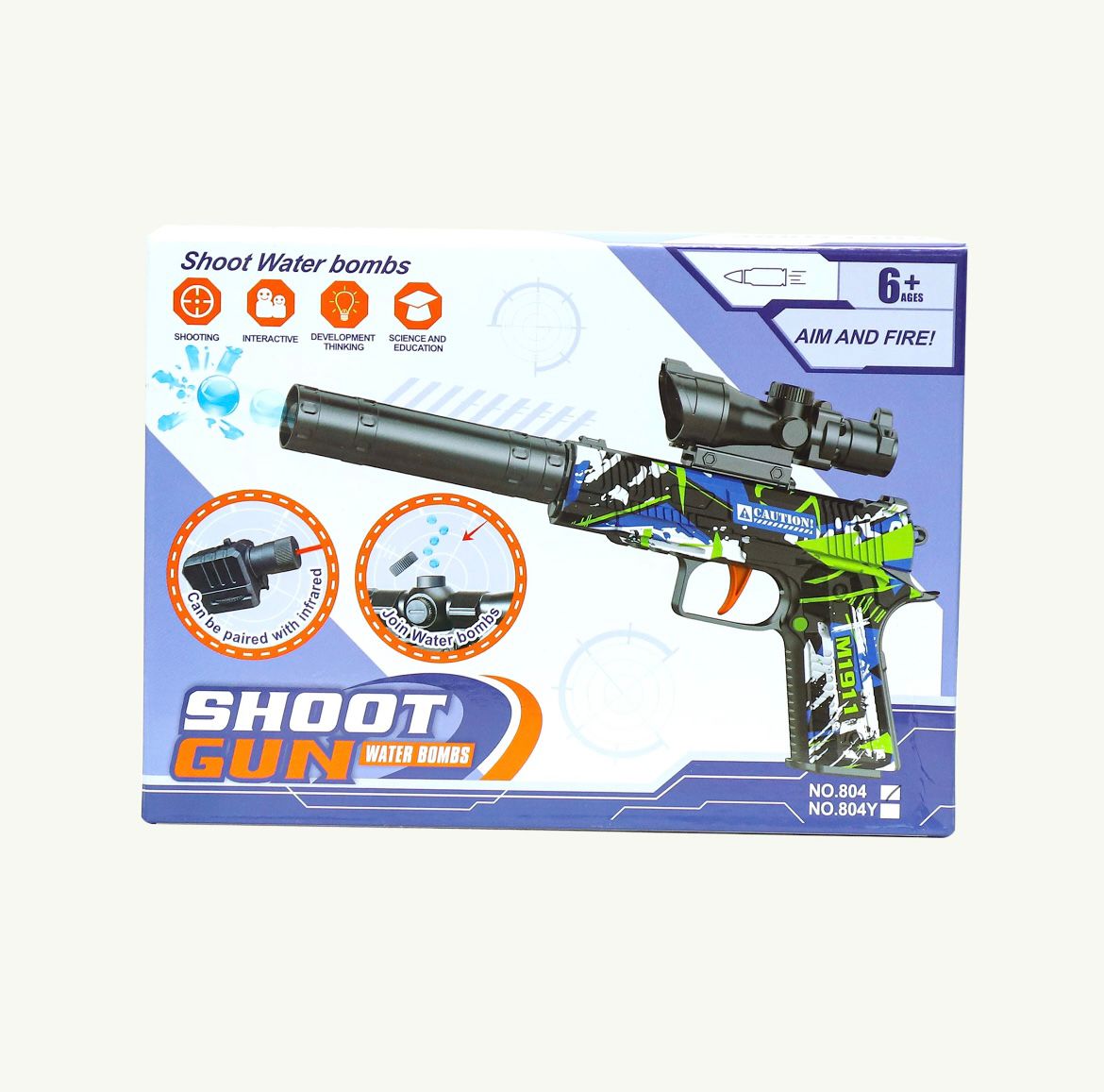 Shoot Gun Water Bombs Toy - Infrared Pairing, Includes 1 Free Waterbomb Packet