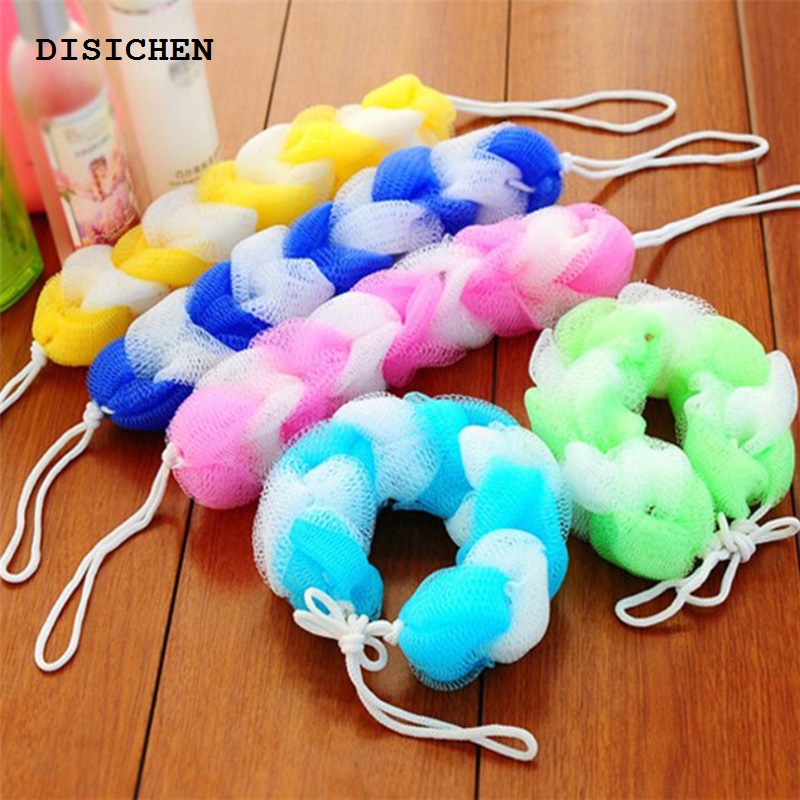 DISICHEN Luxury 1PC Random Color Nylon Bath Brush Scrub Back Scrubber Washcloth Mesh Shower Bath Body Massage Brush Bathroom Sponges Brush