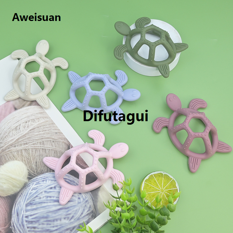 Difutagui Baby Silicone Teether Rodent Cartoon Animals 1pc Food Grade Silicone Profesional Sales promotion Turtle DIY Teething Toys For Teeth Rod Teethers Gift