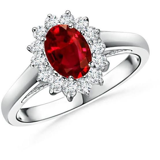 Lady Diana Ring Red Zircons Adjustable 925 Sterling Silver 22cts Chandi