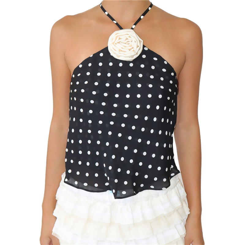 Y2k Polka Dot Tank Top for Women Black S