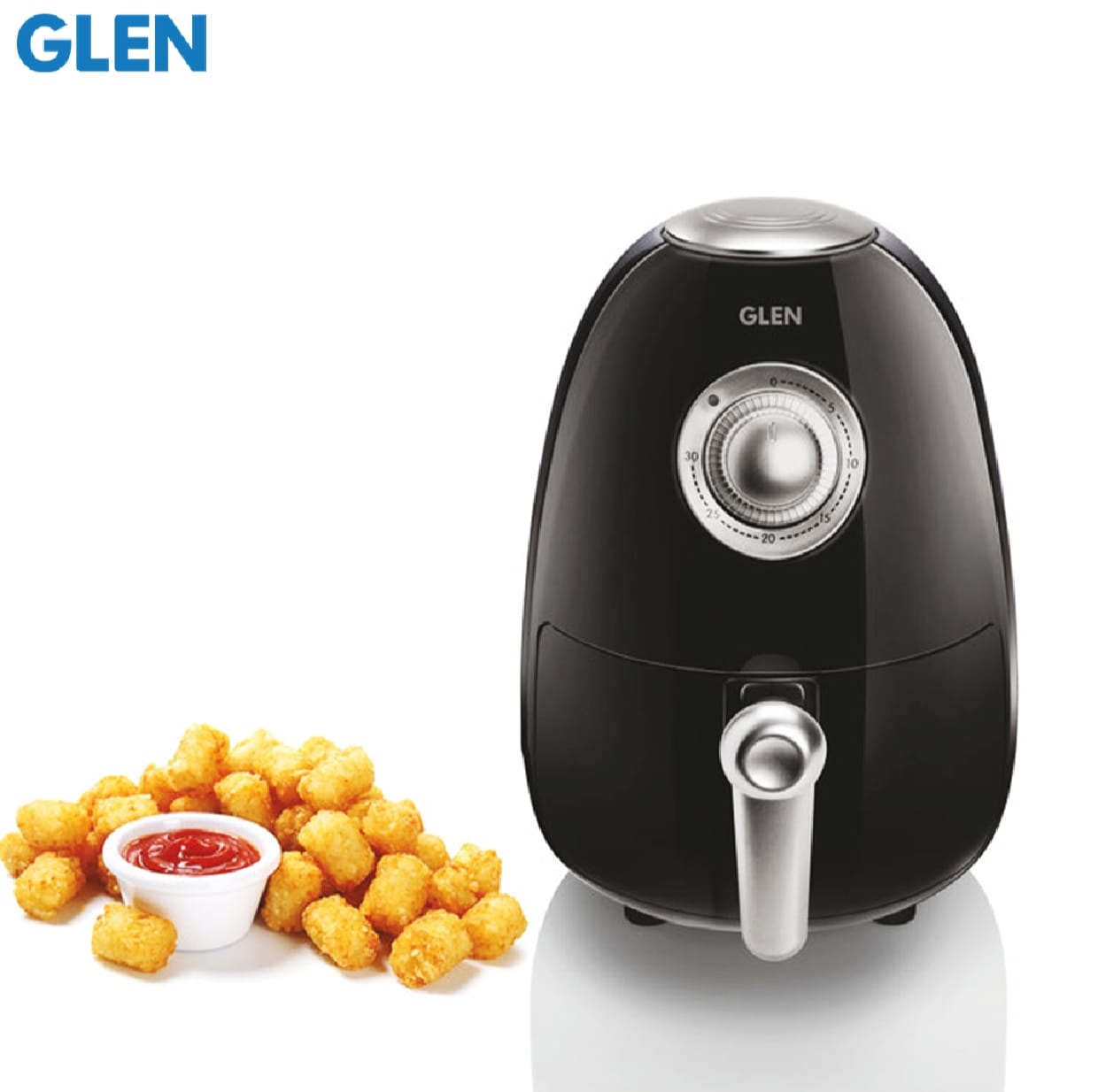 Glen Electric Mini Air Fryer 2 Litres, 800W, Preset Temperature Control -Black & Silver (3045) / Air Fryer , 1 Year Warranty