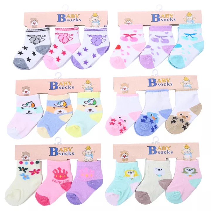 3pair/set Cute Cotton Baby Socks 0-12months newborn Baby Boy girl Sock