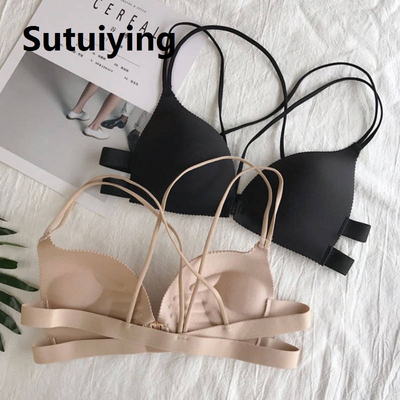 Sutuiying Women Yoga Sports Wireless Bra Push Up Seamless Lingerie Bralette Underwear