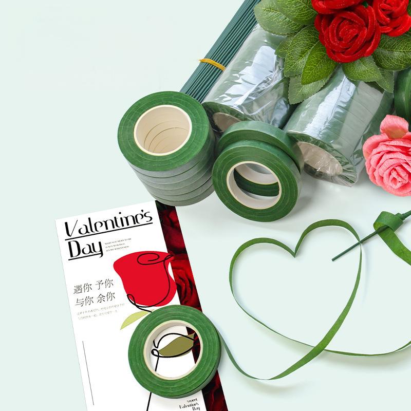St.kunkka 27meter/roll Multipurpose Flower Packaging Tape Flower Tape DIY Craft Fixing Flexible Paper Type Green Plant Mooring Tape