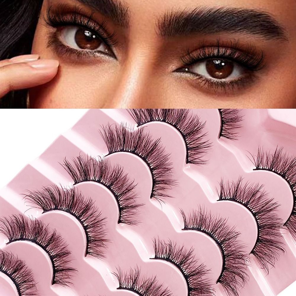 7pairs Fashion 3D Looking Effect Full Strip Lashes Long Eye Tail Wispy False Eyelashes Puffy Explosive Dense Curl Winged Lashes Women Beauty