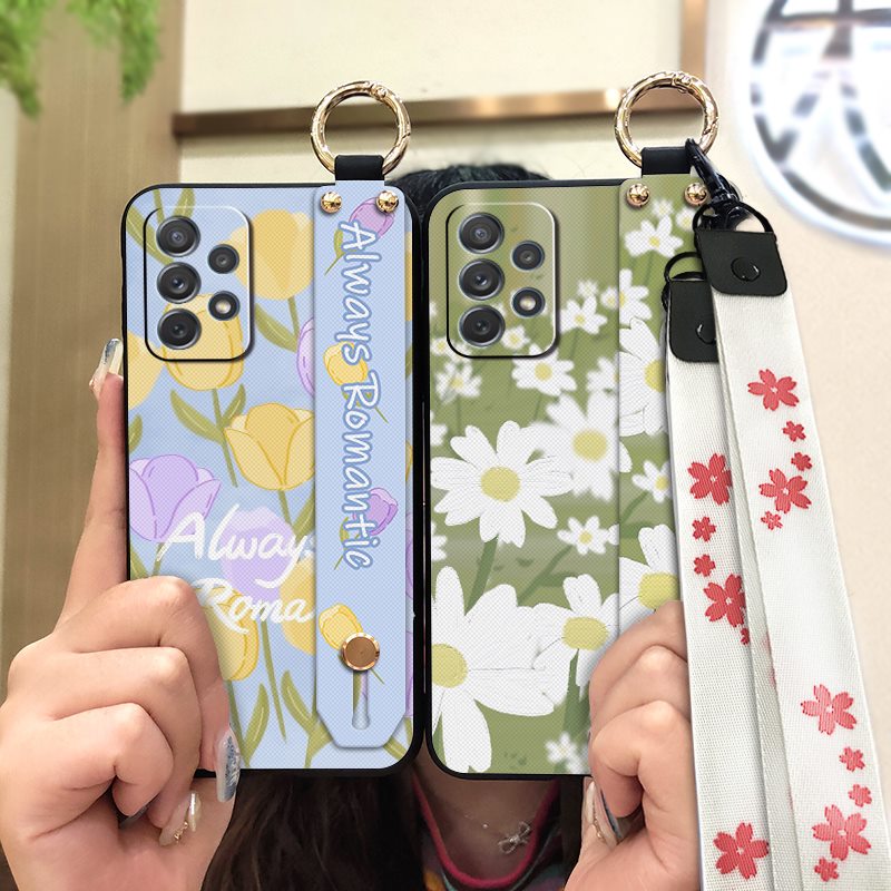 Waterproof protective Phone Case For Samsung Galaxy A33 5G/SM-A336 Wristband Back Cover Soft case Oil Painting flower