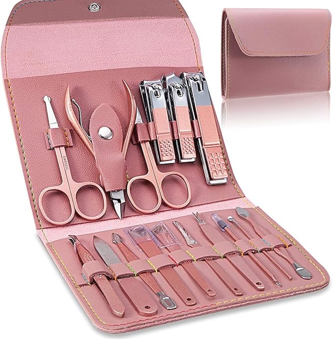 16 In 1 Manicure and Pedicure Set | Nail Grooming Kit | Stainless Steel Nail Clipper Set | Manicure Set Professional Nail Clippers Pedicure Kit
