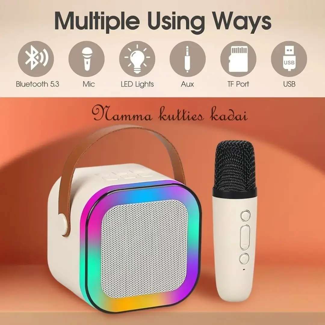 Prime Picks Premium Portable Karaoke Speaker with Double Wireless Microphone | Bluetooth 5.3 Mini Karaoke Machine with LED Disco Lights | Family Party Speaker for Home, Kids, Birthday Gifts & Music Entertainment